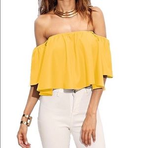 NWOT Off the shoulder yellow shirt